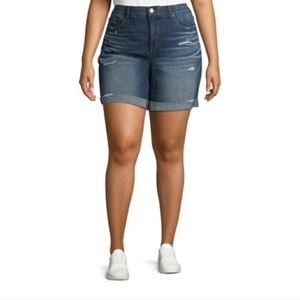 Terra & Sky NWT Plus size 26W short Tummy Control Denim Distressed Jean Shorts